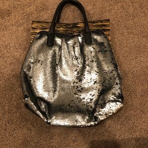 Silver sequin bag